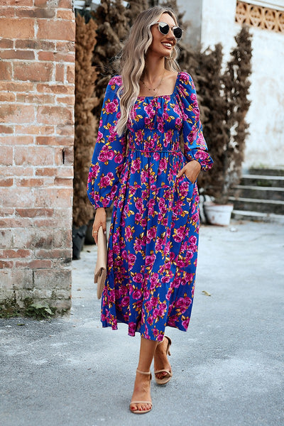 Elegant Flora Midi Dress