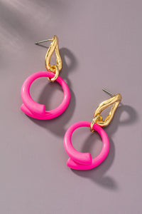 Fuchsia Round Loop Drop Earrings | Accessories | accessories, beads, drop earrings, earrings, gold, ornate, VC earrings, very carrot | Very Carrot