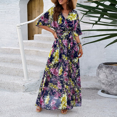 Garden Glow Maxi Wrap Dress | Dresses | elings, front page, maxi, maxi dress, maxi dresses, new arrival, new arrivals, solid, vneck dress | Love, Kuza