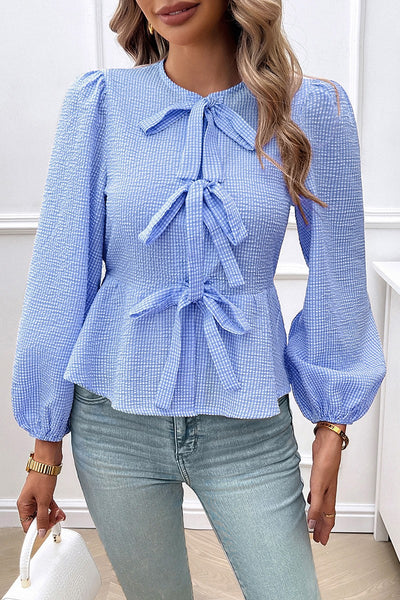 Striped Charm Bows Blouse