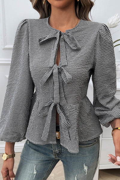 Striped Charm Bows Blouse