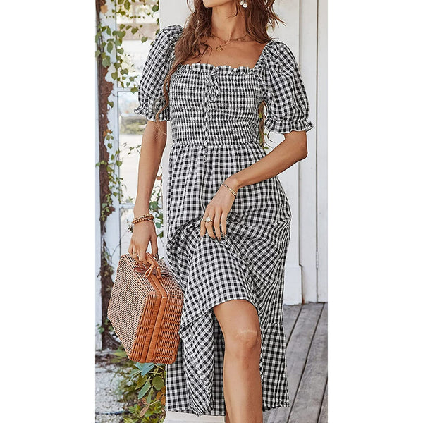 Gingham Grace Midi Dress