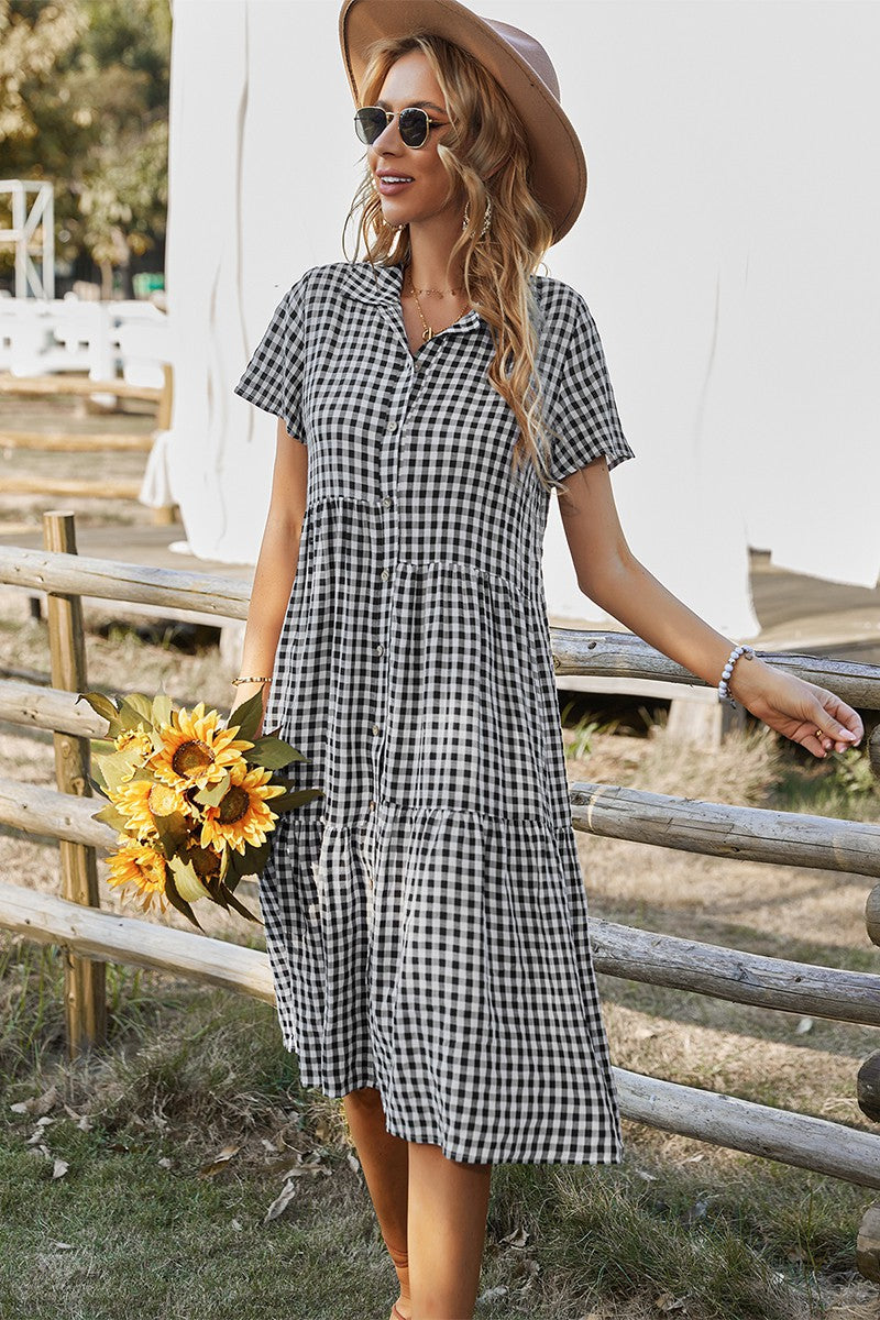 Checkered Charm Midi Dress