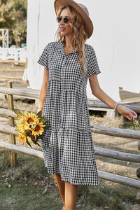 Checkered Charm Midi Dress