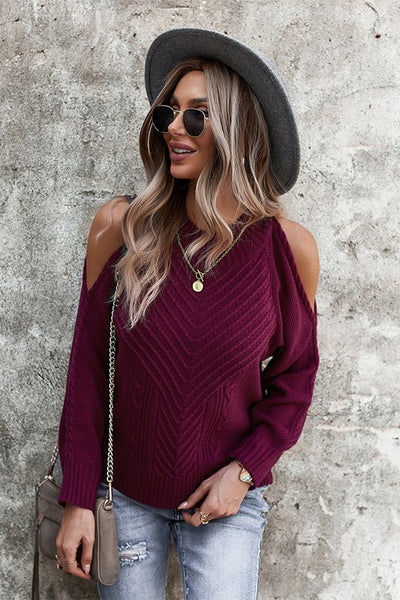 Open Shoulder Twist Sweater