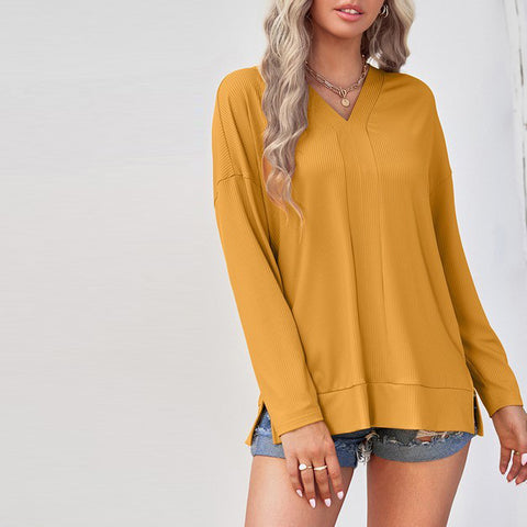 Banded Bliss V-Top | Fashion Top | elings, long sleeve, long sleeve top, long sleeves, loose fit, lovely top, new arrival, new arrivals, shop the season, versatile top | Love, Kuza