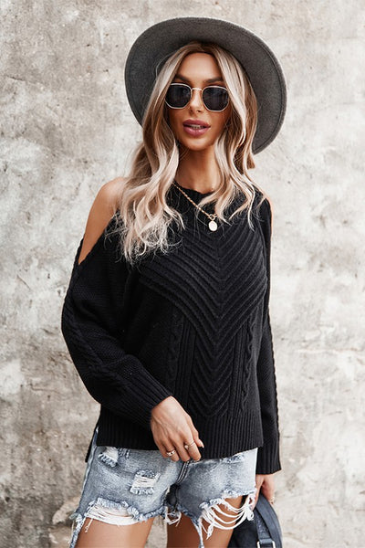 Open Shoulder Twist Sweater