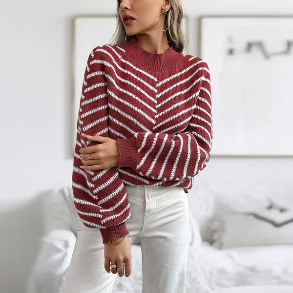 Striped Haven Knit Pullover Sweater | Sweater | cozy, cozy fall, cozy winter, elings, fall, heather grey outerwear, new arrival, new arrivals, sweater, sweaters, transition, winter | Love, Kuza