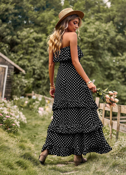 Polka Dot Ruffle Maxi Dress