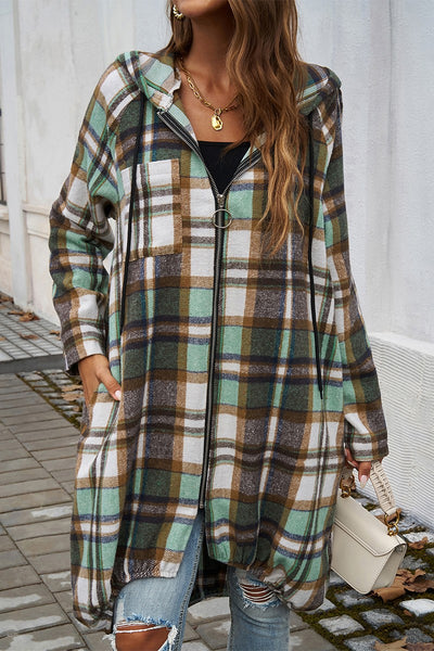 Plaid Hooded Comfort Shirt Jacket