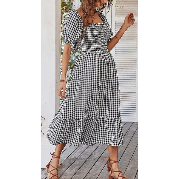 Gingham Grace Midi Dress