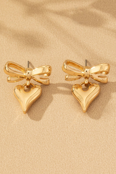 Heartfelt Bow Drop Earrings