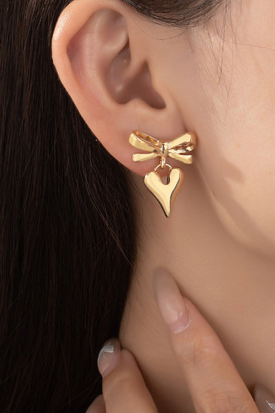 Heartfelt Bow Drop Earrings