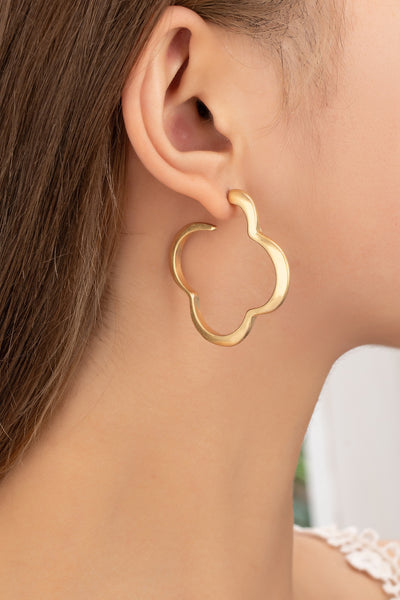 Golden Clover Hoop Earrings