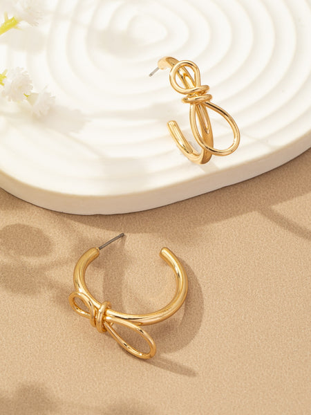 Brass Bow Hoop Earrings