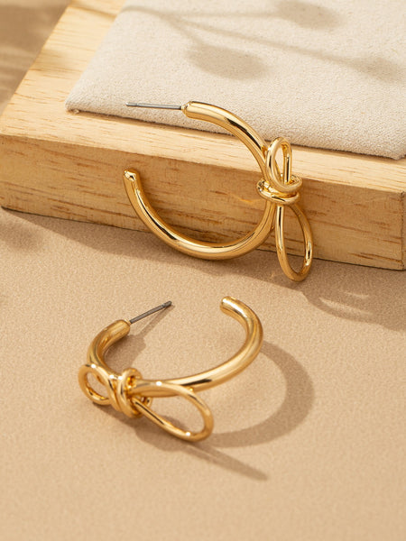 Brass Bow Hoop Earrings