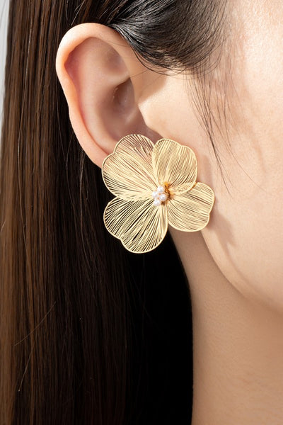 Petal & Pearl Flower Earrings