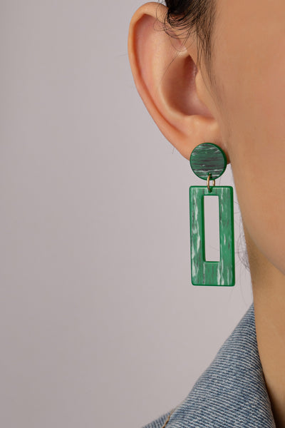 Verdant Rectangle Drop Earrings