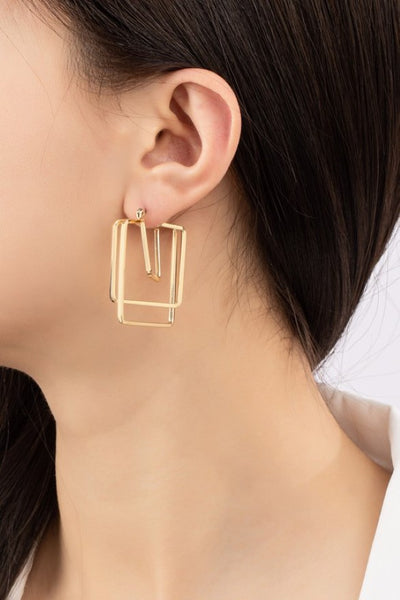 Triple Square Hoop Earrings