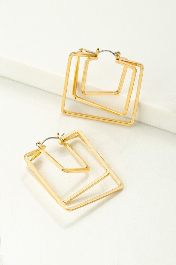 Triple Square Hoop Earrings | Accessories | accessories, beads, coral, drop earrings, earrings, gold, ornate, very carrot | Very Carrot