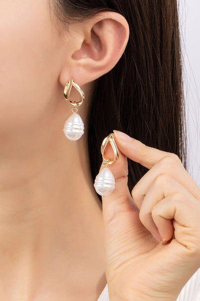 Teardrop Hoop with Pearl Drop Earrings