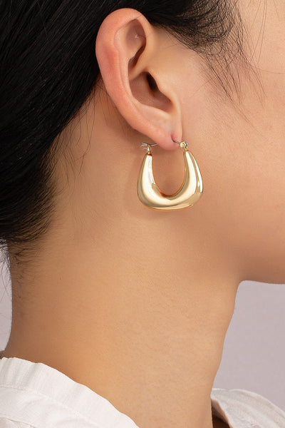 U Shape Hollow Puffy Hoop Earrings