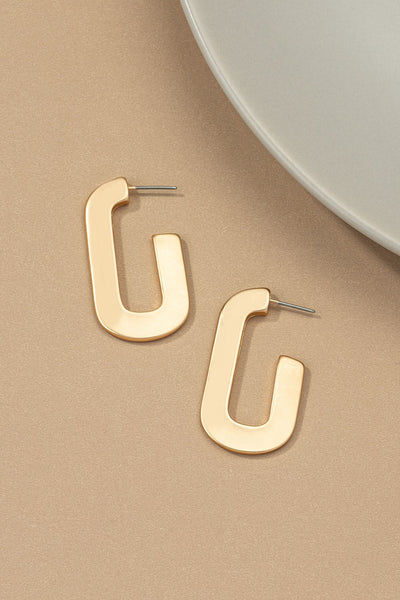 U Shape Flat Surface Hoop Earrings | Accessories | accessories, beads, coral, drop earrings, earrings, gold, ornate, VC earrings, very carrot | Very Carrot