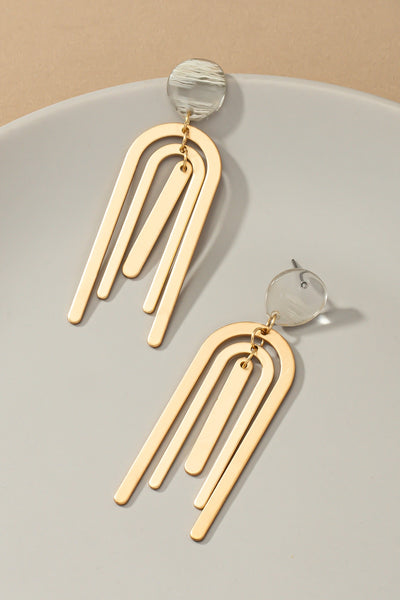 Double Metal Arch and Stick Drop Earring | Accessories | accessories, beads, coral, drop earrings, earrings, gold, ornate, VC earrings, very carrot | Very Carrot