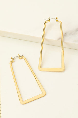 Gold Trapezoid Hoop Earrings | Accessories | accessories, beads, coral, drop earrings, earrings, gold, ornate, VC earrings, very carrot | Very Carrot