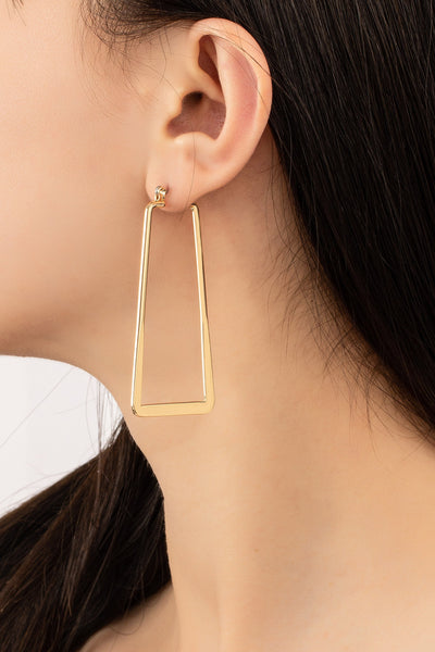 Gold Trapezoid Hoop Earrings