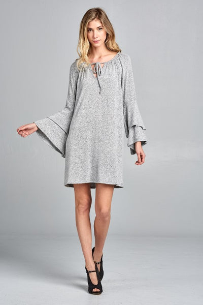 Bell Sleeve Keyhole Dress