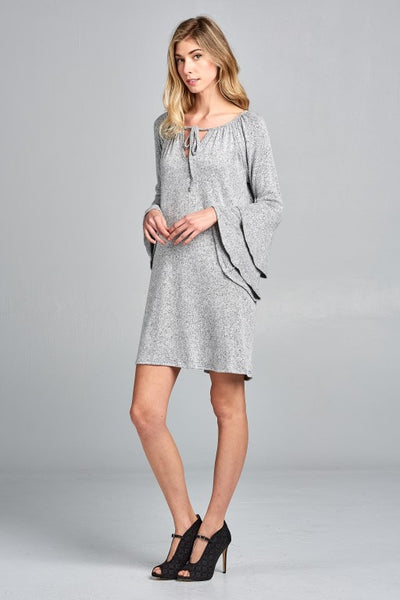 Bell Sleeve Keyhole Dress