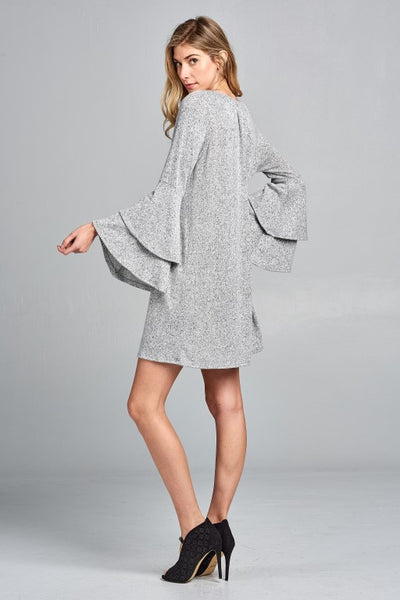 Bell Sleeve Keyhole Dress