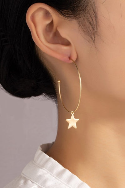 Dainty Hoop Earrings with Star Charm