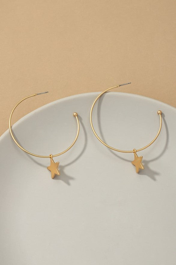 Dainty Hoop Earrings with Star Charm | Accessories | accessories, beads, coral, drop earrings, earrings, gold, ornate, VC earrings, very carrot | Very Carrot