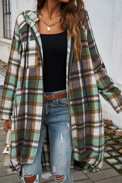 Plaid Hooded Comfort Shirt Jacket