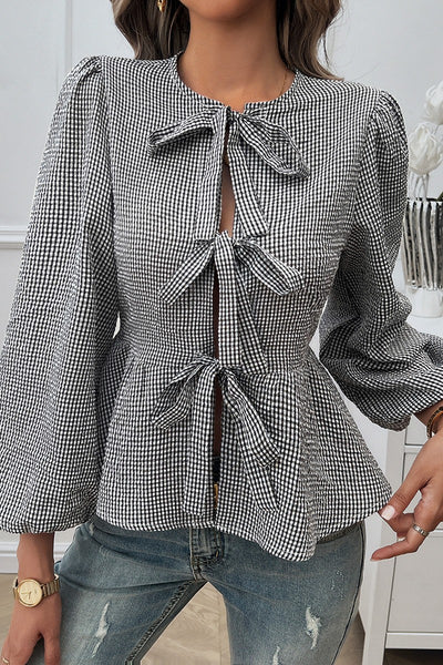 Striped Charm Bows Blouse