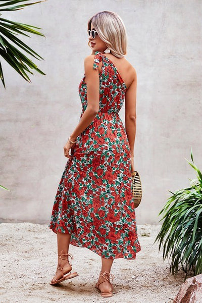 Blooming Asymmetry Midi Dress