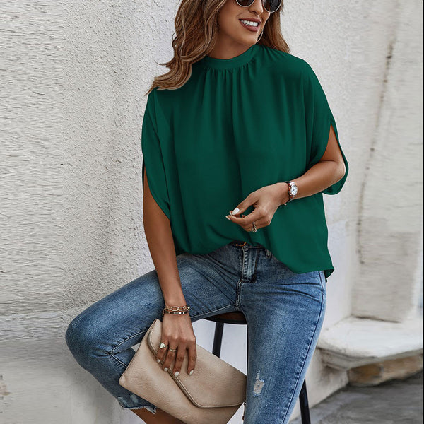 Luxe Drapes Blouse | Fashion Top | blouse, elings, layering piece, layering top, loose fit, love kuza, lovely top, new arrival, new arrivals, shop the season, short sleeve, short sleeve top, top, tops, versatile top | Love, Kuza