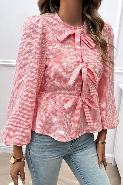 Striped Charm Bows Blouse