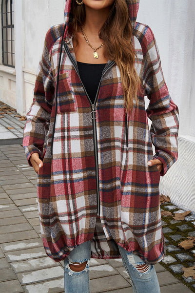 Plaid Hooded Comfort Shirt Jacket