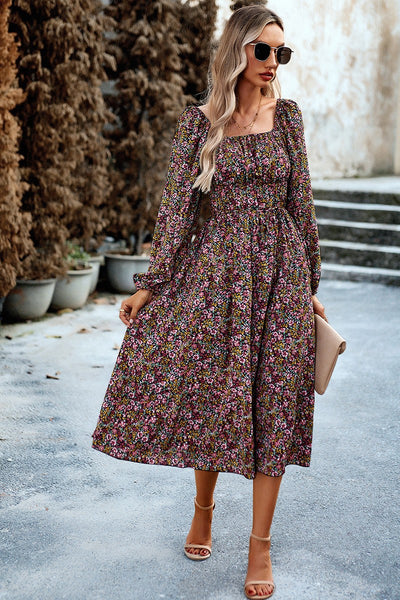 Elegant Flora Midi Dress