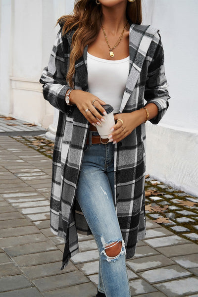 Plaid Trails Hooded Shirt Jacket