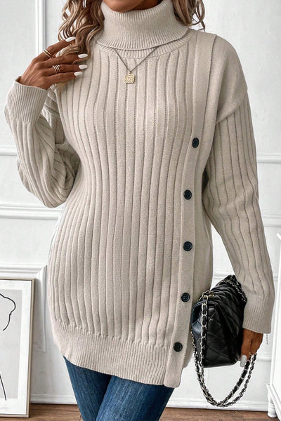 Cozy Buttoned Turtleneck