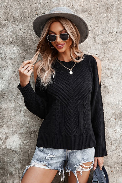 Open Shoulder Twist Sweater