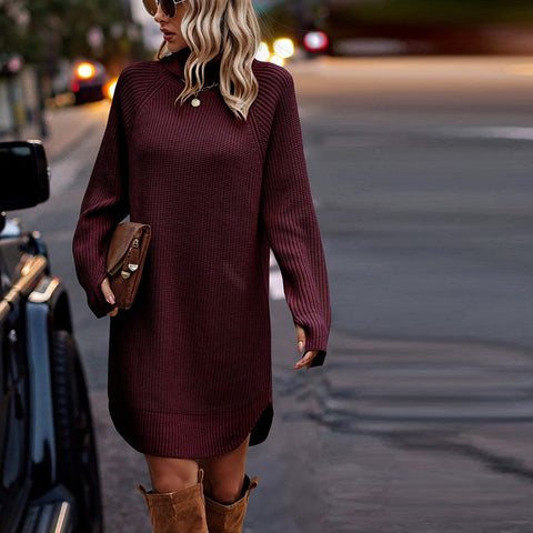 Chunky Turtleneck Sweater Dress II | Dress | Above the knee, above the knee dress, comfortable sweater dress, cozy sweater dress, elings, Long Sleeve Dress, long sleeve sweater dress, new arrivals, solid, sweater dress, sweater dress women, turtle neck, turtleneck sweater dress | Love, Kuza