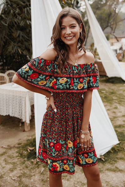 Bohemian Bloom Border Dress