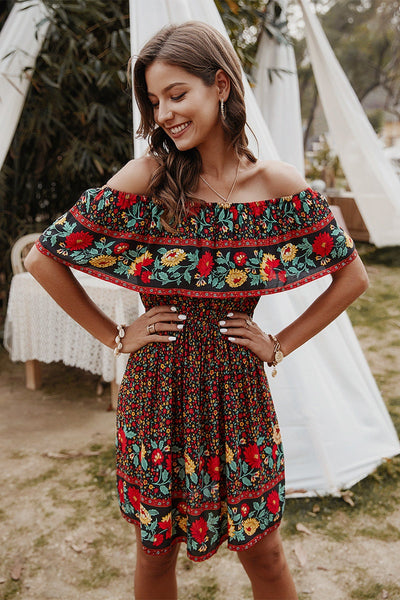 Bohemian Bloom Border Dress