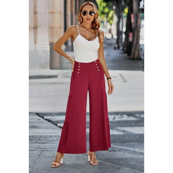 Buttoned Bliss Wide Leg Palazzos