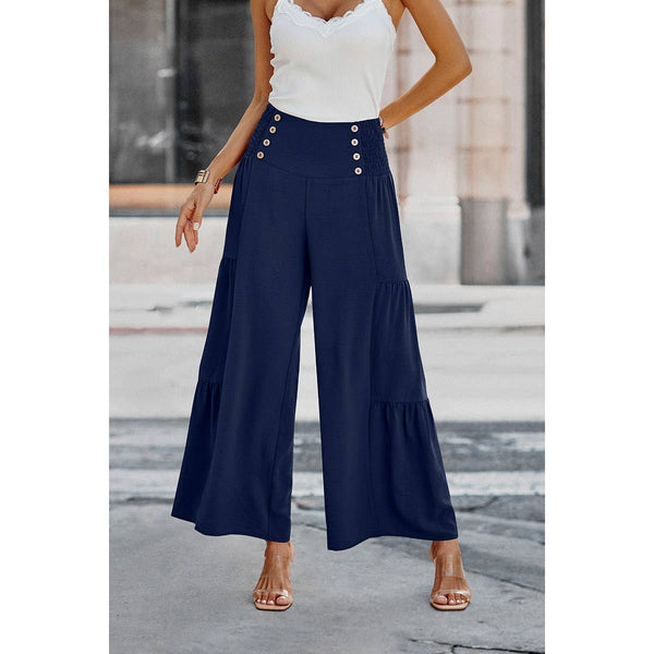 Buttoned Bliss Wide Leg Palazzos